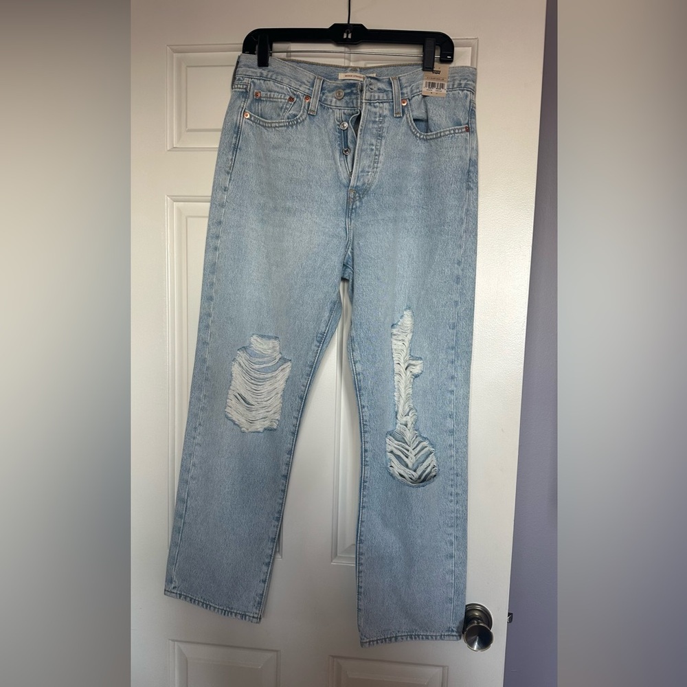 Levi's Light Blue Wedgie Straight Leg (distressed)